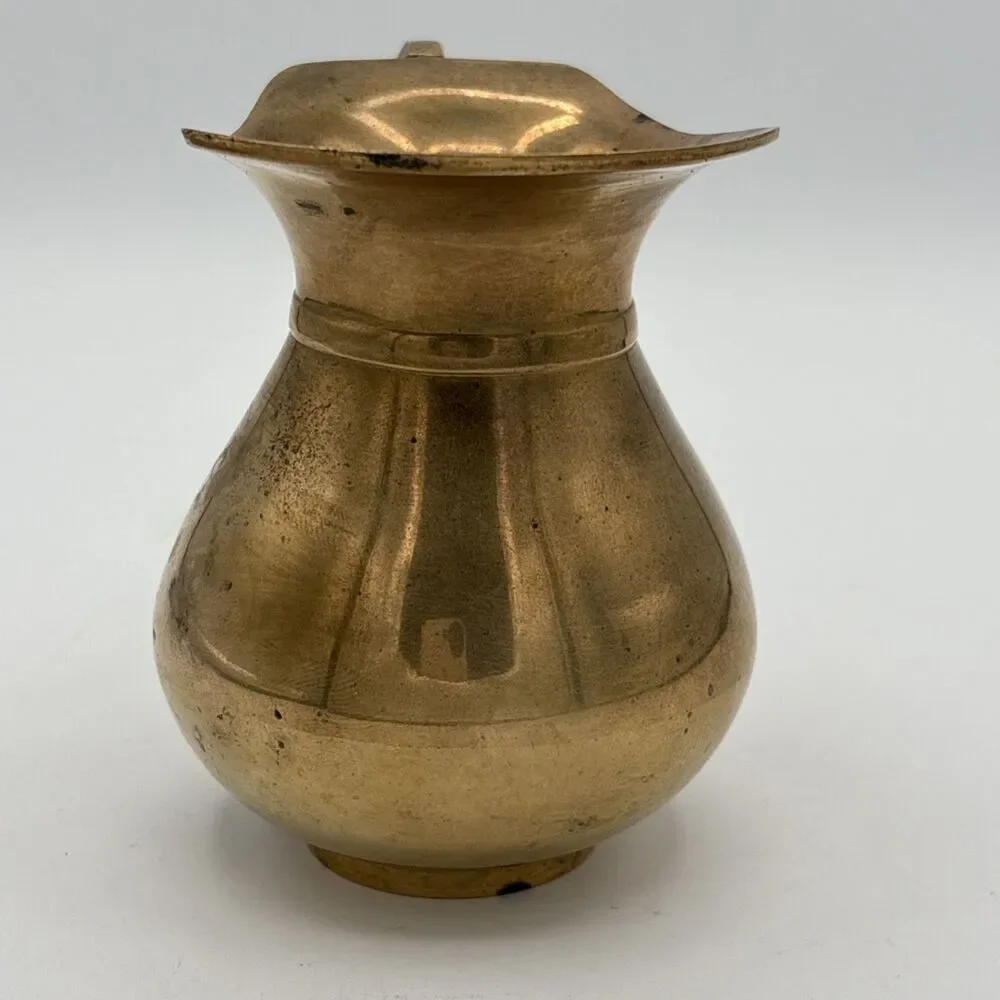 Vintage Brass Pitcher Creamer Vase Decorative Small With Handle India